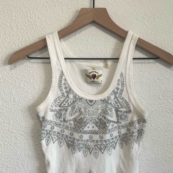 VTG Twisted Hearts Womens Small Y2K Beaded Boho Gothic Tank Top Preppy Geometric - Picture 2 of 9
